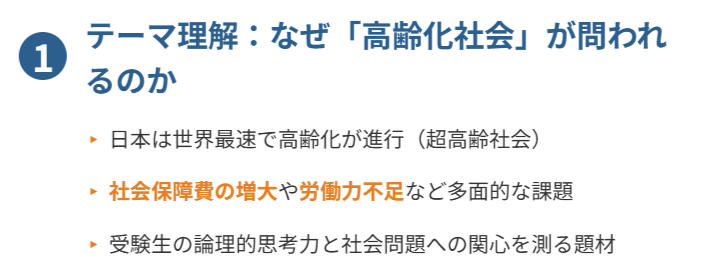 １．テーマ理解：なぜ「高齢化社会」が問われるのか