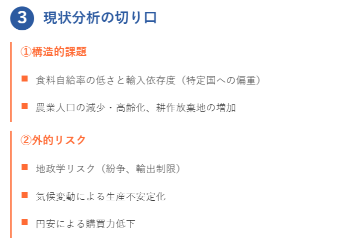 3. 現状分析で押さえる切り口（使える観点）