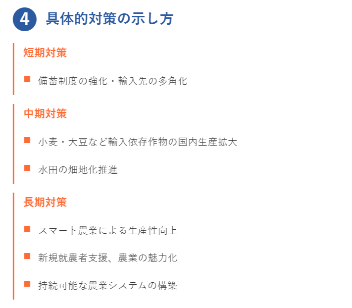 4. 具体的対策の示し方（短期〜長期）