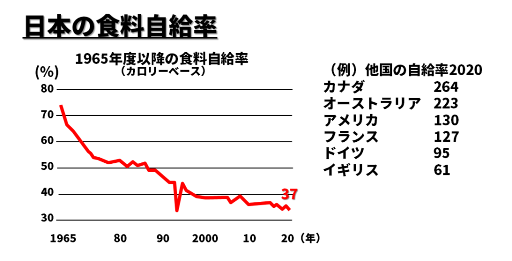 日本の食料自給率グラフ