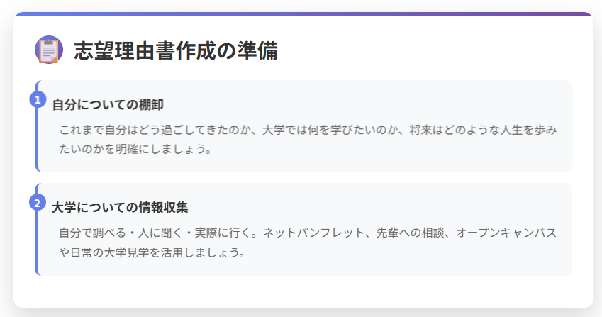 志望理由書の準備図解