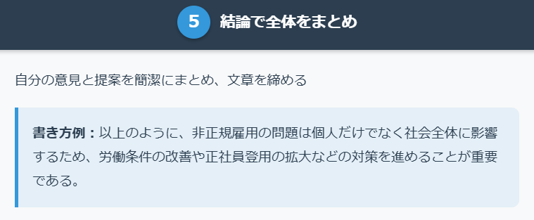 結論で全体をまとめる