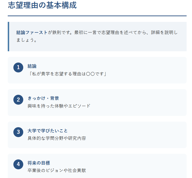 志望理由を答えるときの基本構成
