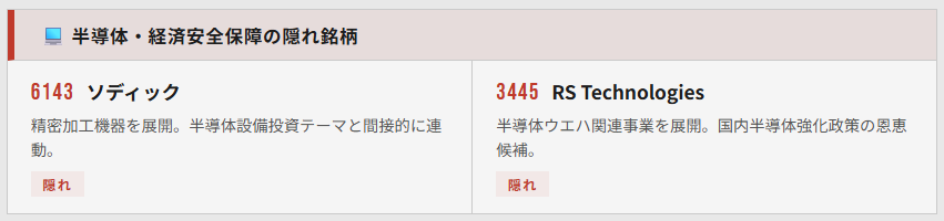 サナエノミクスの半導体・経済安全保障の隠れ銘柄