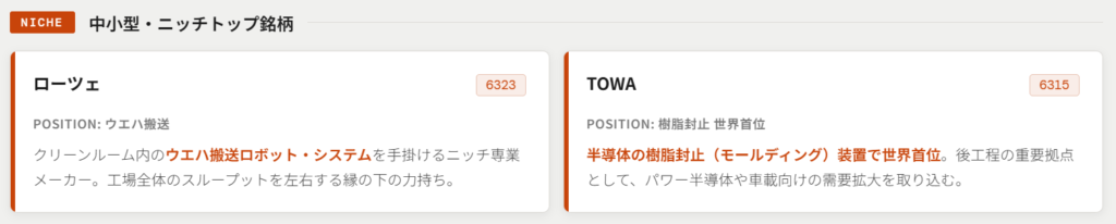 注目の周辺装置・ニッチ銘柄