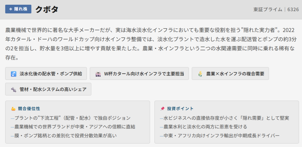 海水淡水化【隠れ株】クボタ (6326)